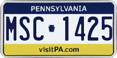 PA license plate MSC1425