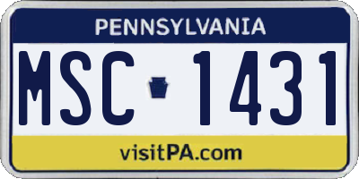PA license plate MSC1431