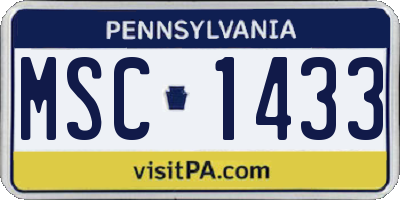 PA license plate MSC1433