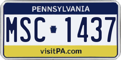 PA license plate MSC1437