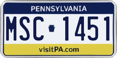 PA license plate MSC1451