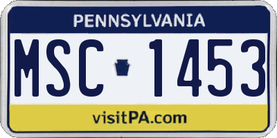 PA license plate MSC1453