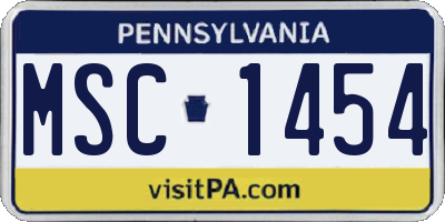 PA license plate MSC1454