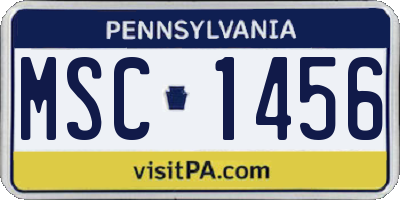 PA license plate MSC1456