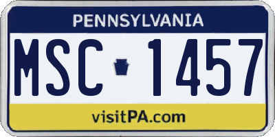 PA license plate MSC1457