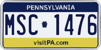 PA license plate MSC1476