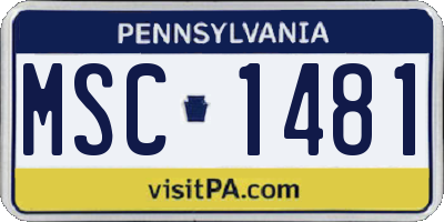 PA license plate MSC1481