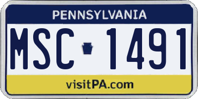 PA license plate MSC1491