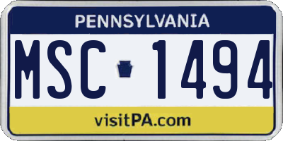PA license plate MSC1494