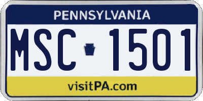 PA license plate MSC1501