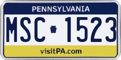 PA license plate MSC1523