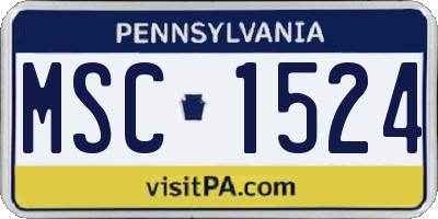 PA license plate MSC1524