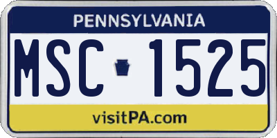 PA license plate MSC1525