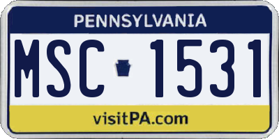 PA license plate MSC1531