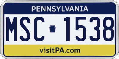 PA license plate MSC1538