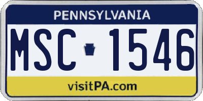 PA license plate MSC1546