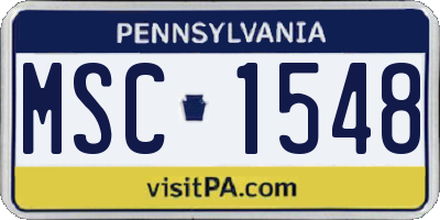 PA license plate MSC1548