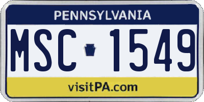 PA license plate MSC1549