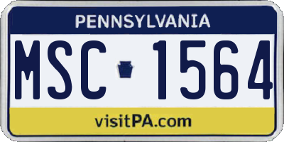 PA license plate MSC1564