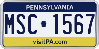 PA license plate MSC1567