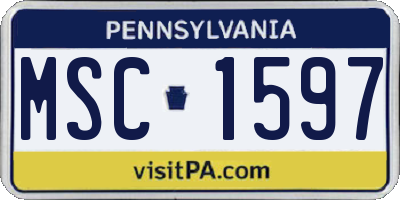 PA license plate MSC1597