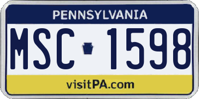 PA license plate MSC1598