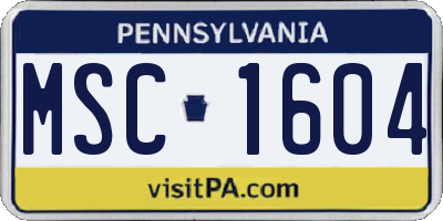 PA license plate MSC1604