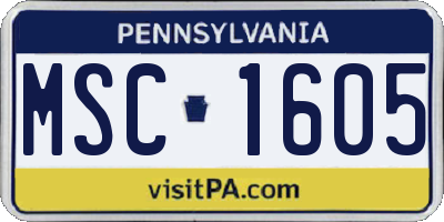PA license plate MSC1605