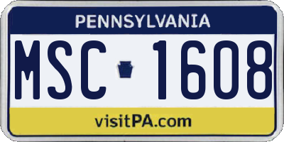 PA license plate MSC1608