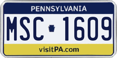 PA license plate MSC1609