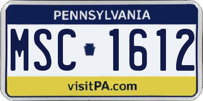 PA license plate MSC1612