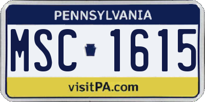 PA license plate MSC1615