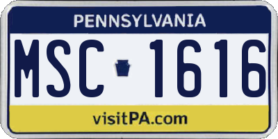 PA license plate MSC1616