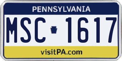 PA license plate MSC1617