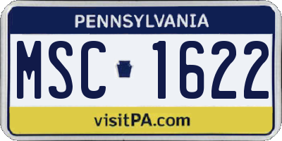 PA license plate MSC1622