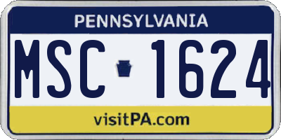 PA license plate MSC1624