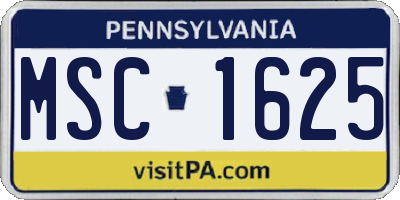PA license plate MSC1625