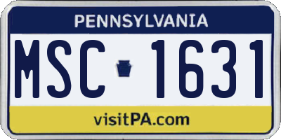 PA license plate MSC1631