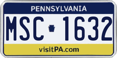 PA license plate MSC1632