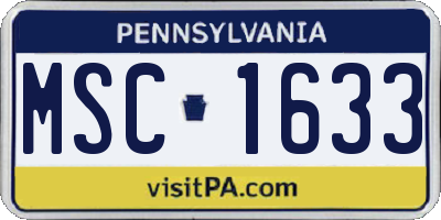PA license plate MSC1633