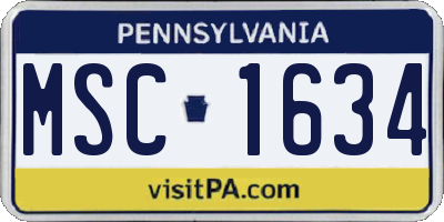 PA license plate MSC1634