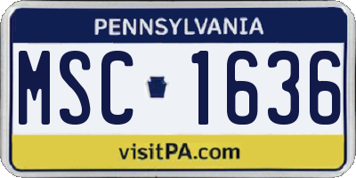 PA license plate MSC1636