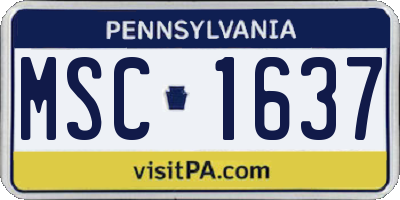 PA license plate MSC1637