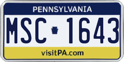 PA license plate MSC1643
