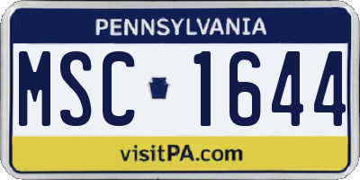 PA license plate MSC1644
