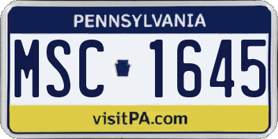 PA license plate MSC1645
