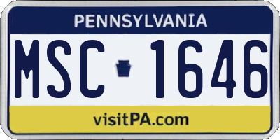 PA license plate MSC1646