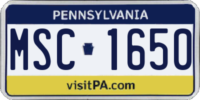 PA license plate MSC1650
