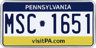 PA license plate MSC1651