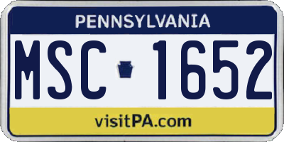 PA license plate MSC1652